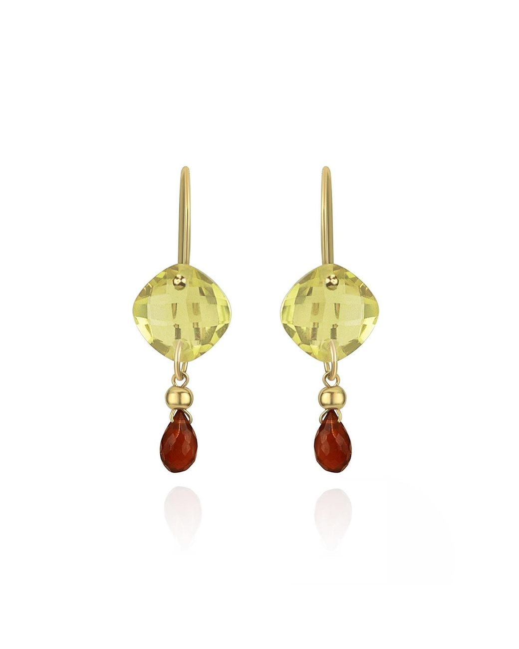 MOUNIR LONDON Yellow Lemon Quartz Drop Statement Earrings