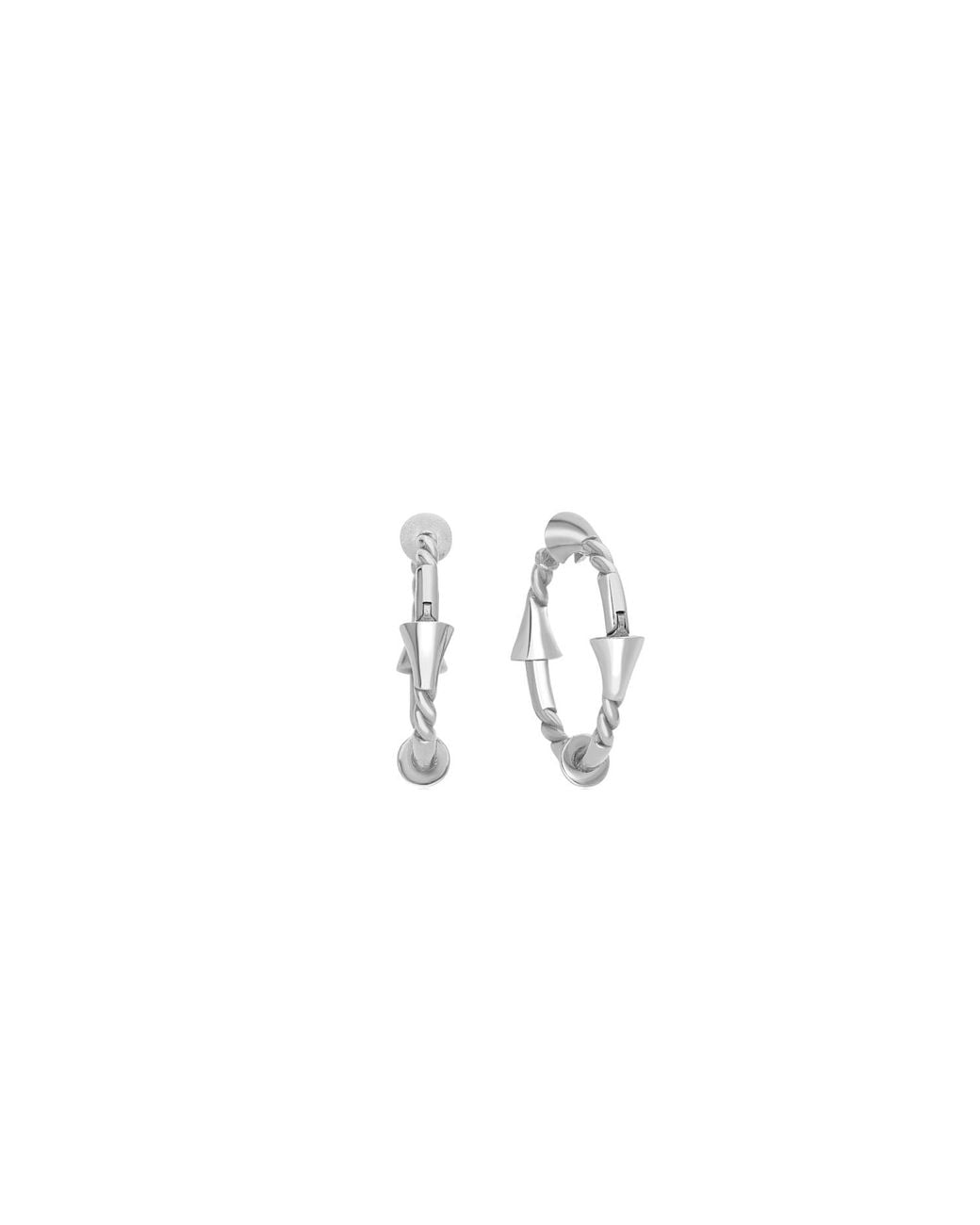 Gutta Design White Gimlet Earring Rhodium Plated