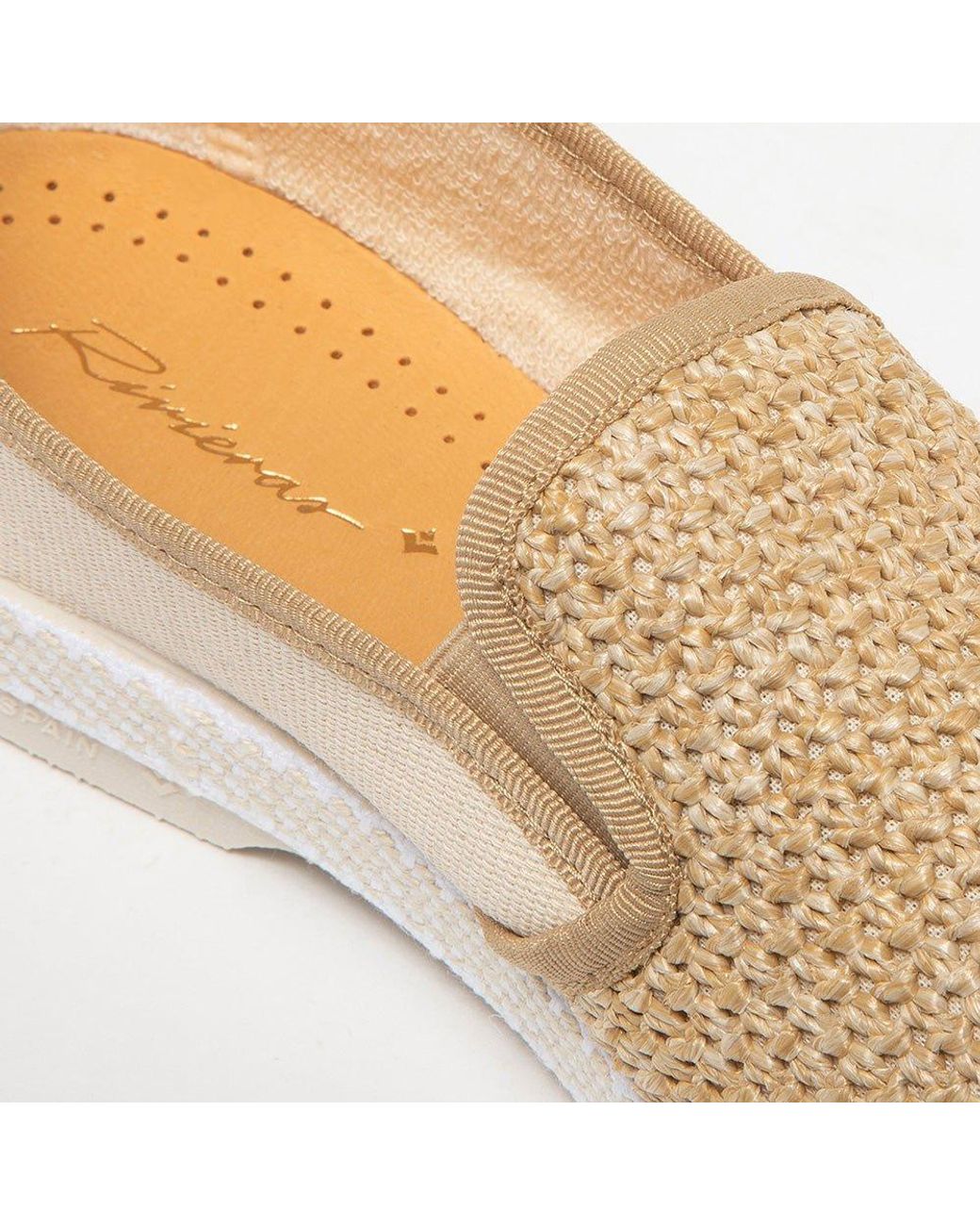 Rivieras White Classic Cotton Canvas & Raffia Slip-On Loafer