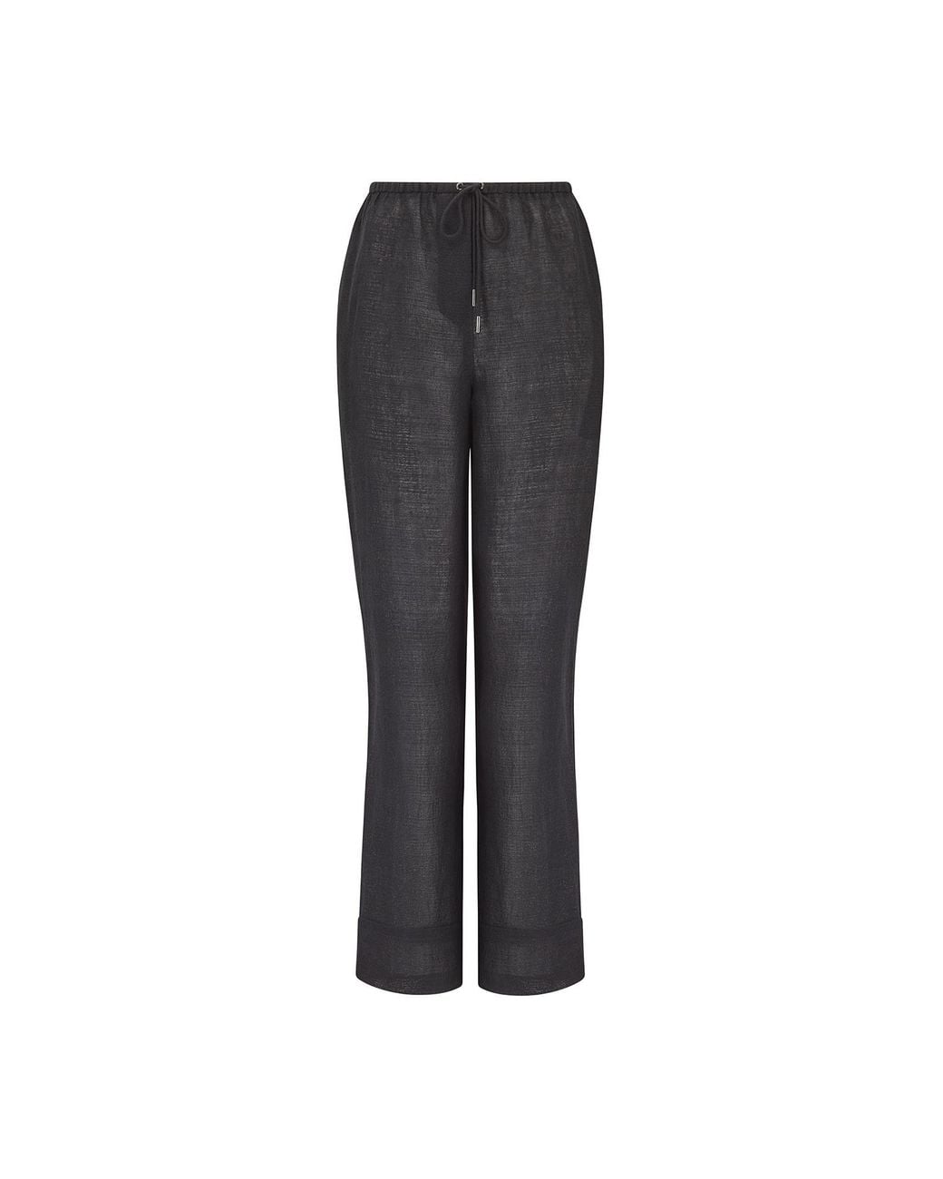The Summer Edit Gray Pearl Luxe Linen Drawstring Trouser