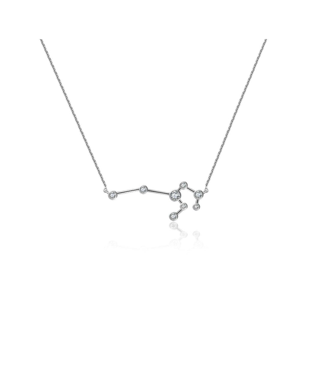 Genevieve Collection Metallic Leo Zodiac Constellation Necklace 18K & Diamond