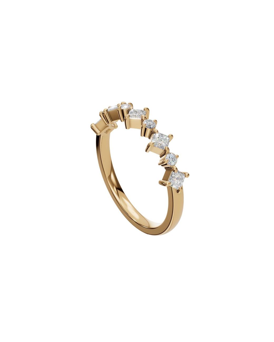 Aya Fine Jewelry Metallic Nova Princess & Round Lab Grown Diamond Stacking Band Ring