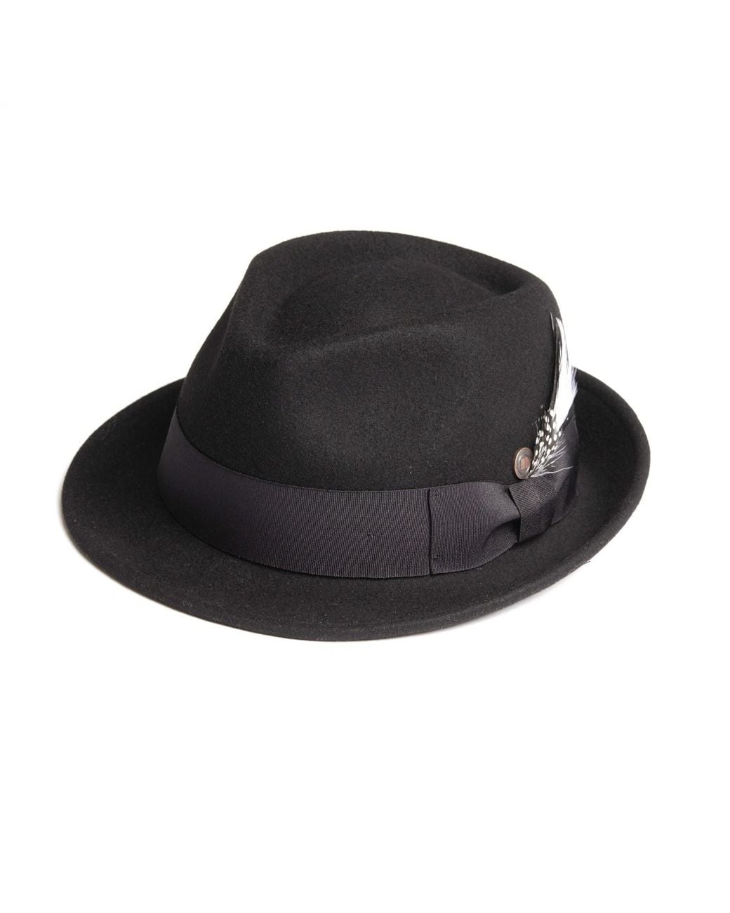 Dasmarca Hats Black Darwin Felt Trilby With Feather for men