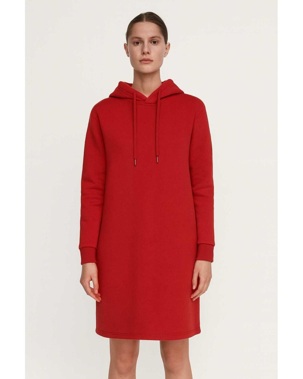 Conquista Red Cotton-Blend Hoodie Dress