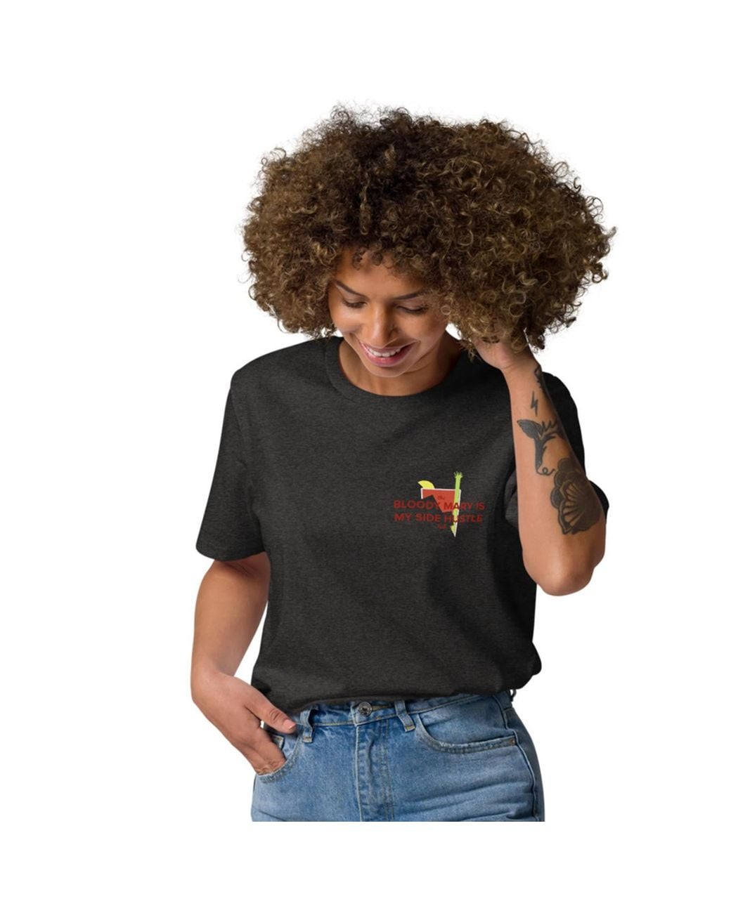 Anchor and Crew Black Dark Heather Bloody Mary Is My Side Hustle Club Organic Cotton T-Shirt