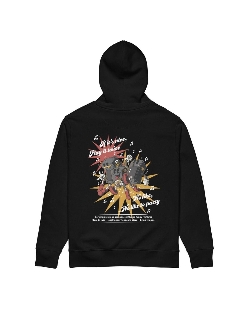 Anchor and Crew Black If It's Nice Play It Twice Disco! Organic Cotton Embroidered Heavyweight Hoodie