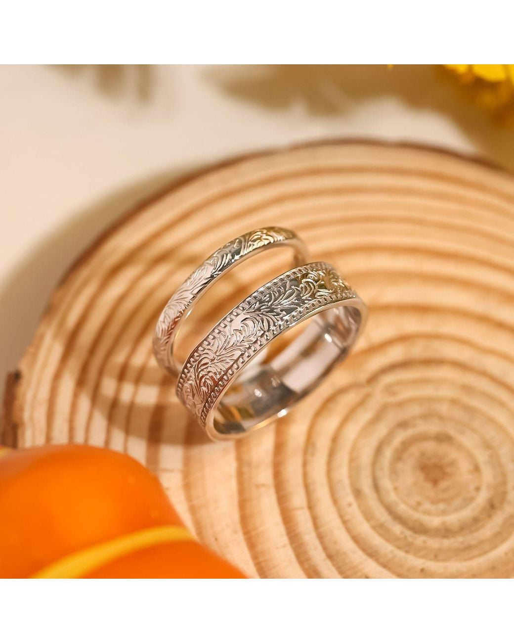 Azura Jewelry New York White Everwood Carved Band Vermeil