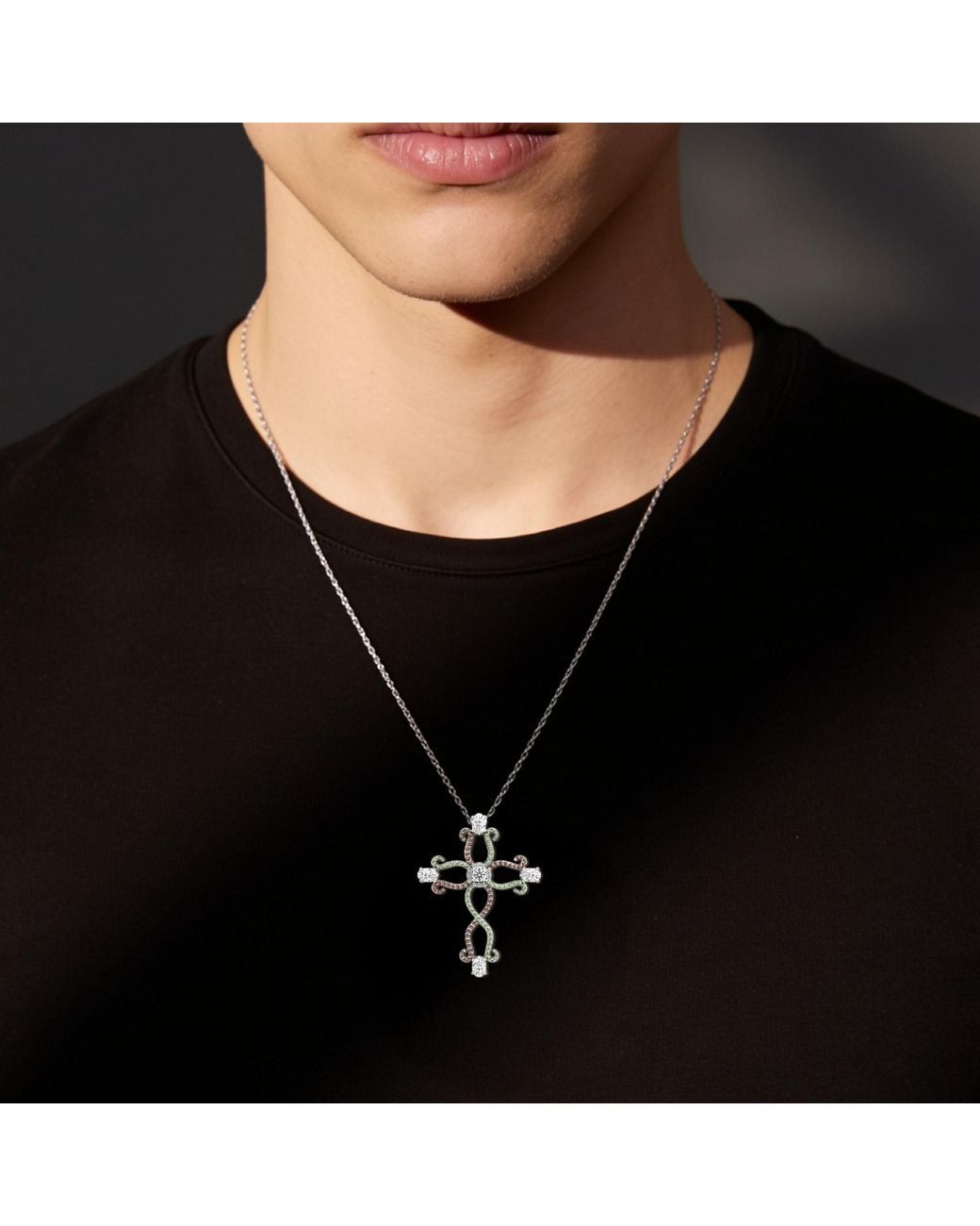 Arte Madrid Metallic Cruz Romanesque Budded Cross Pendant Necklace