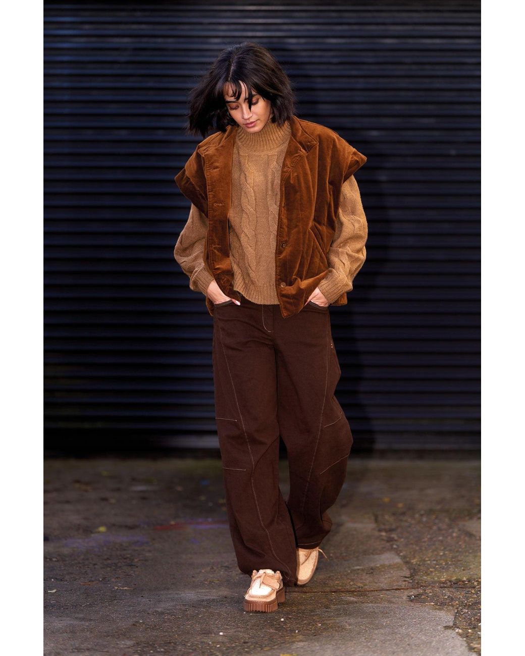 Komodo Brown Amelia Organic Cotton Barel Leg Trouser