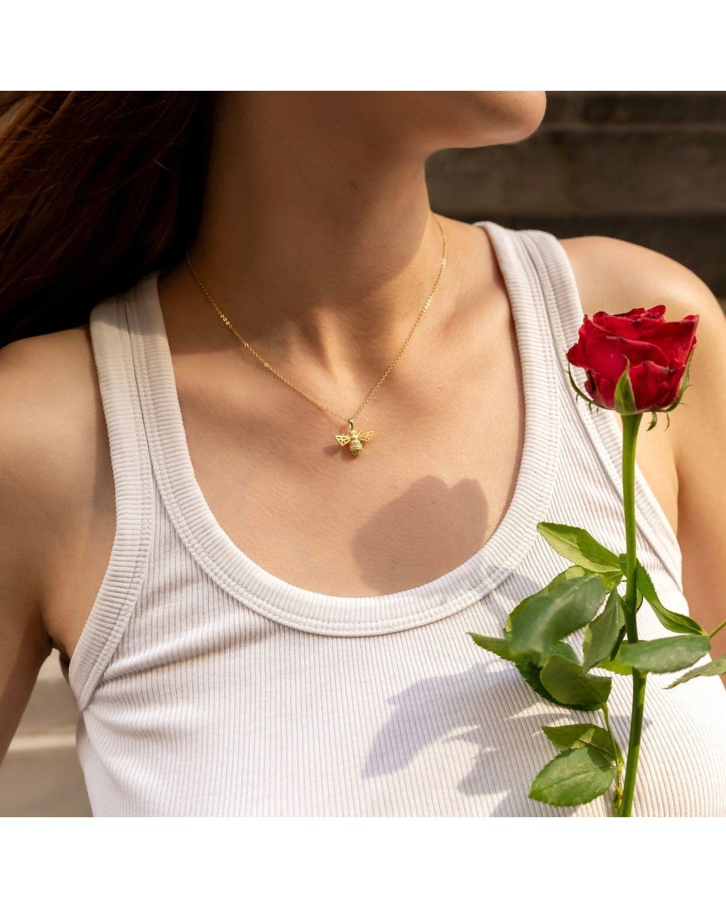 Spero London Metallic Matte Bumble Bee Sterling Necklace