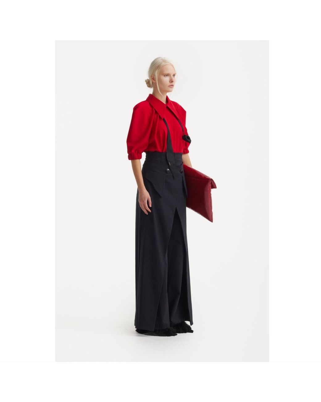 Julia Allert Red Designer Puff Sleeve Blouse –