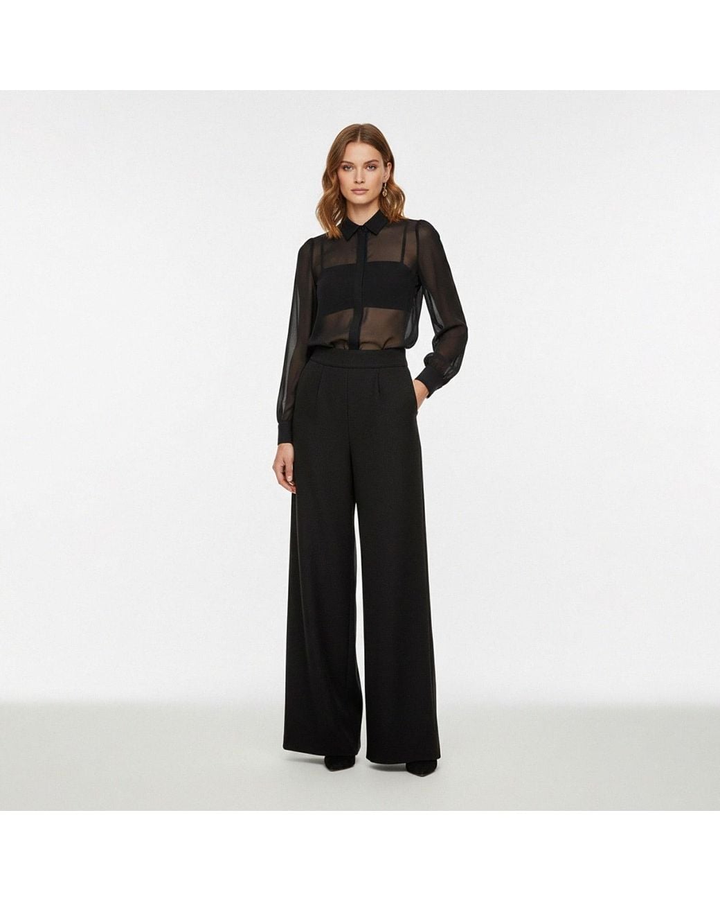 AVENUE No.29 Black Wool Wide Leg Trousers