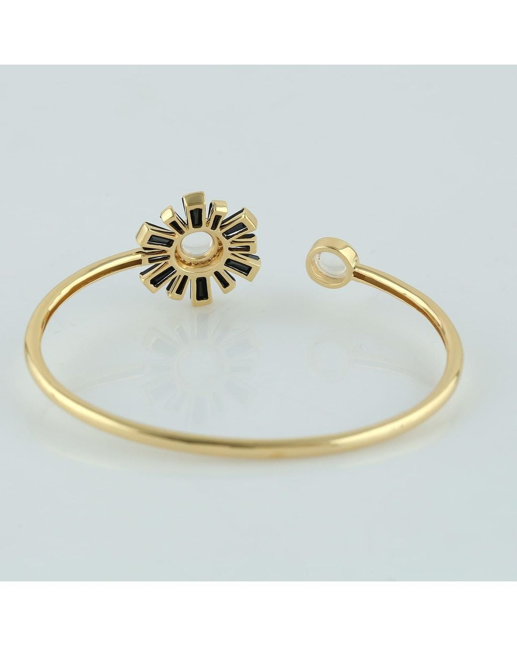 Artisan Metallic Moonstone & Spinel And Diamond Open Bangle