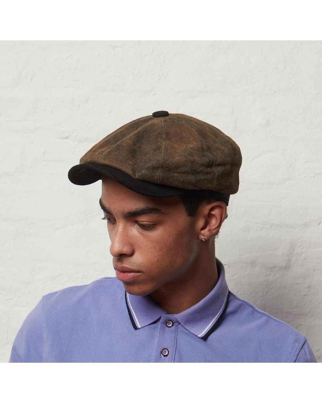 Dasmarca Hats Green Oliver Leather Bakerboy Newsboy Peaky Cap For for men