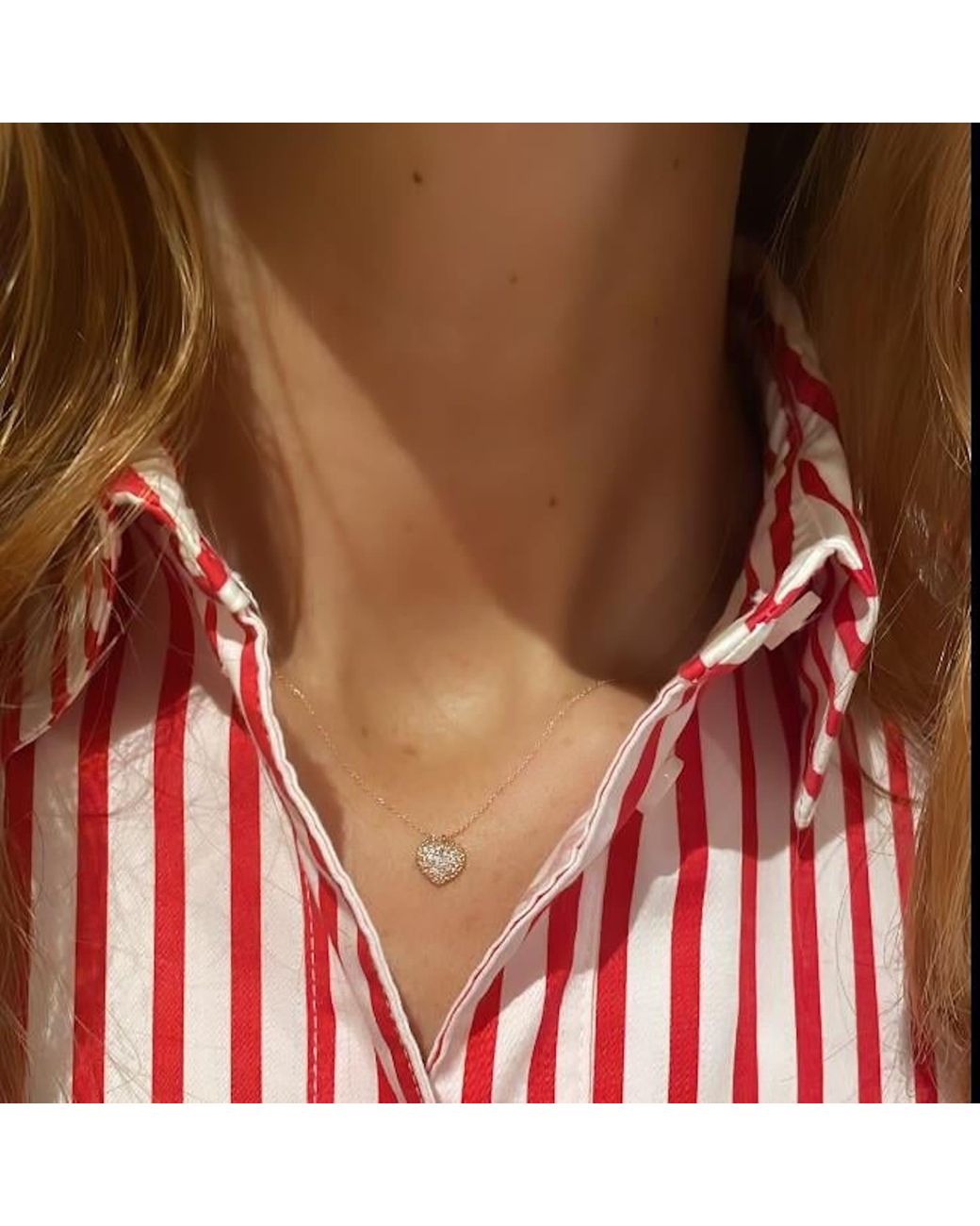 Ecce | Artisan Diamonds Metallic 14K Solid Heart Pave Diamond Necklace