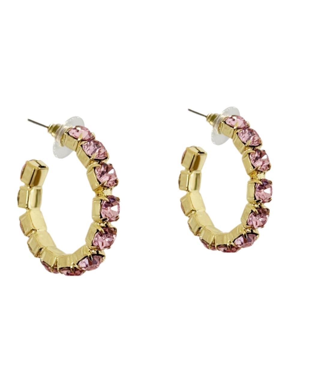 Laura Gray Metallic Crystal Hoop Earrings