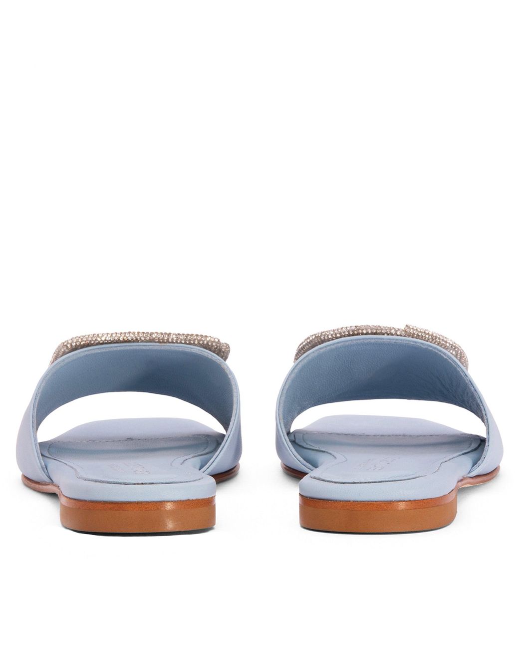Beautiisoles by Robyn Shreiber Made in Italy Blue Adeline Baby Leather Work Evening Party Comfortable Flat Sexy Sandal