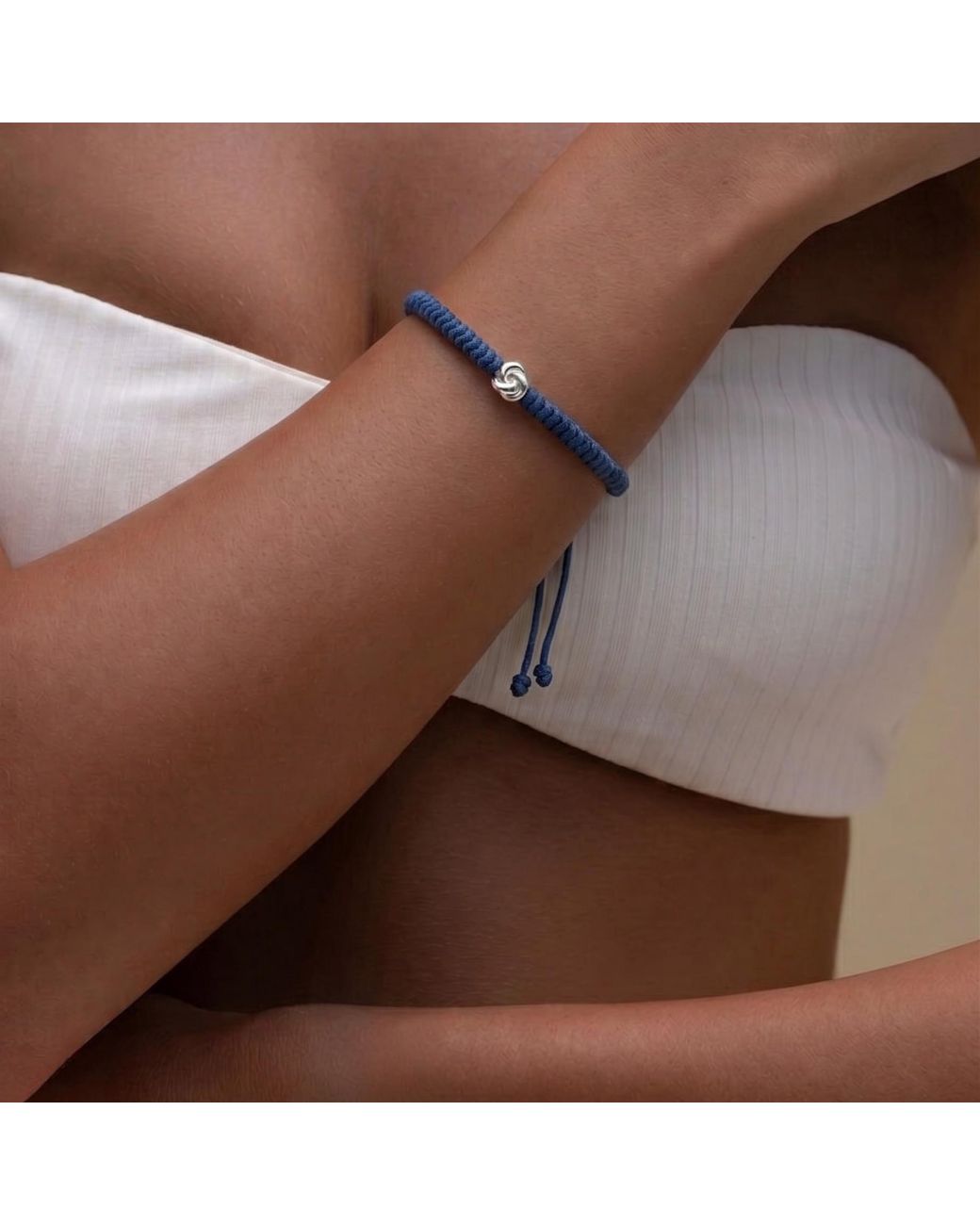 With Love Darling Blue Knot String Bracelet Siver