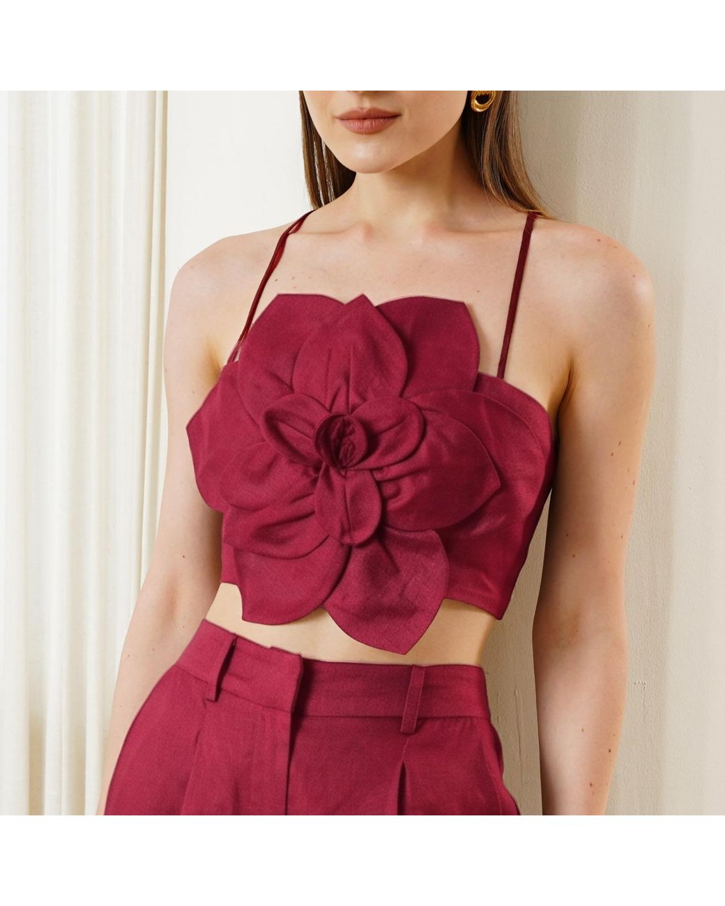 Yumi Kim Purple Sahara Burgundy Linen Top