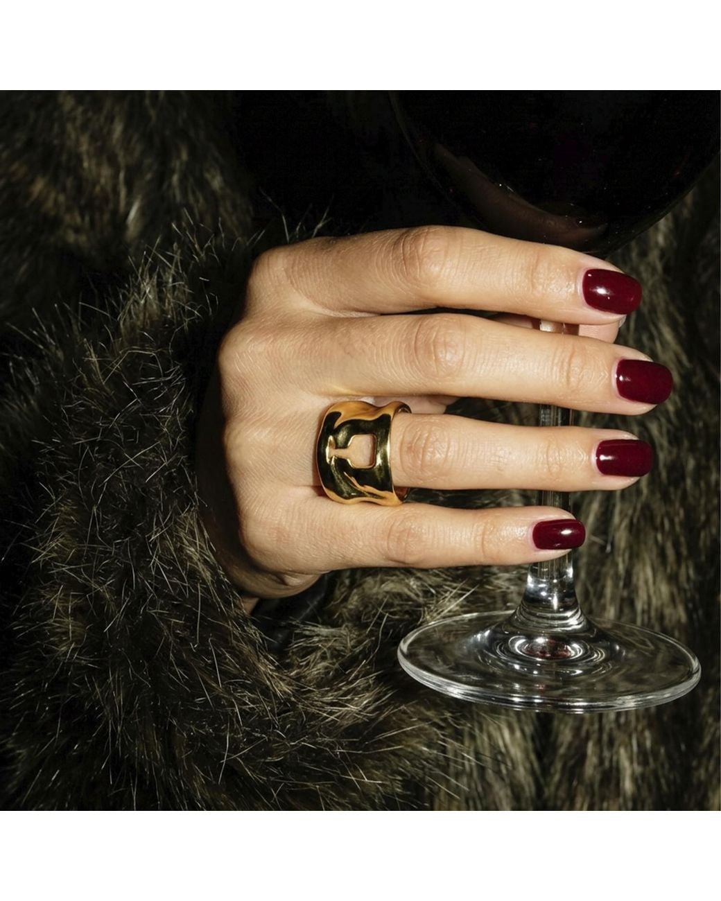Mercela Metallic Sculptural Wine Glass Statement Ring – Artisan Jewellery