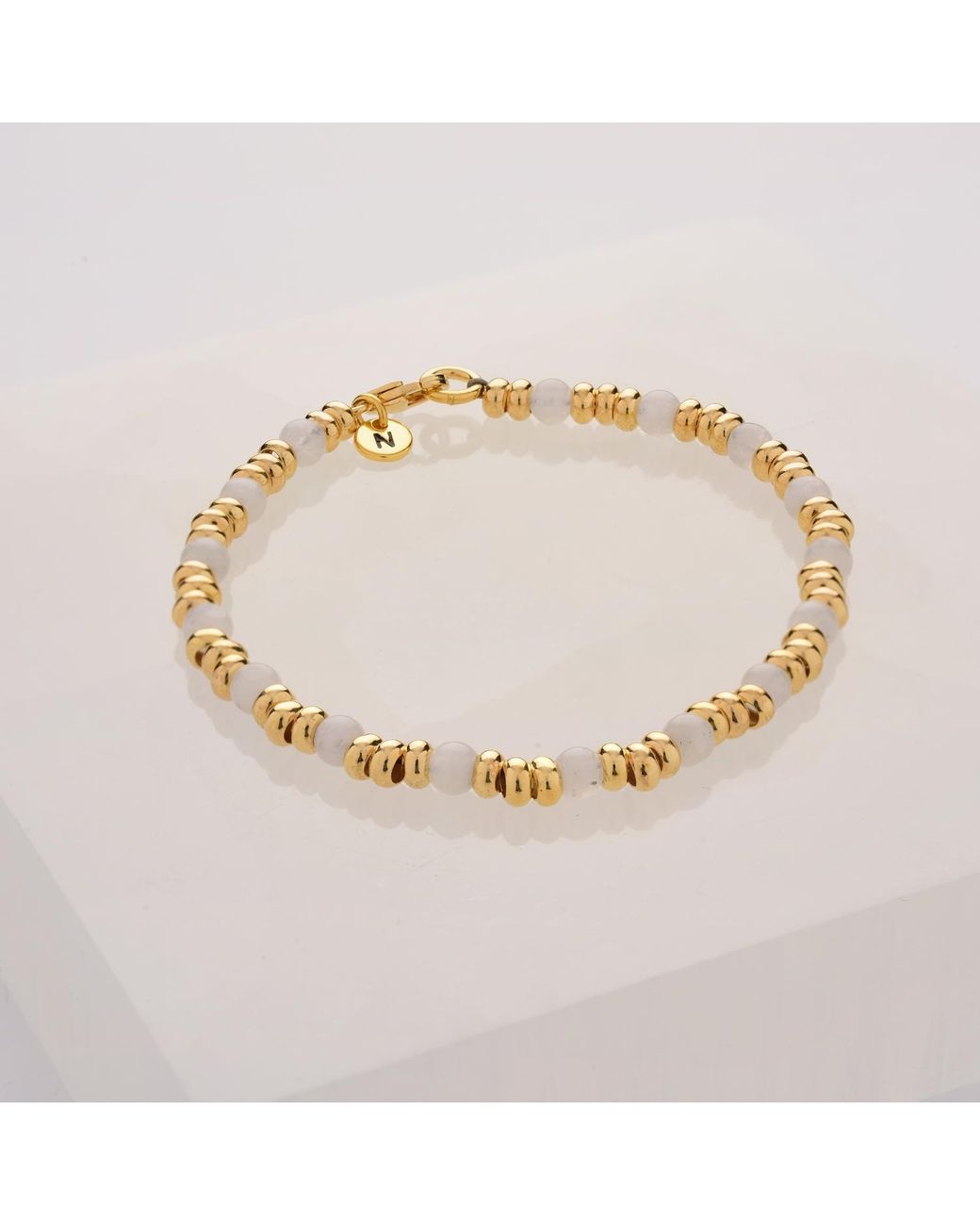 Nellou Jewellery Metallic Gem Bracelet June Birthstone Moonstone Plated Sterling