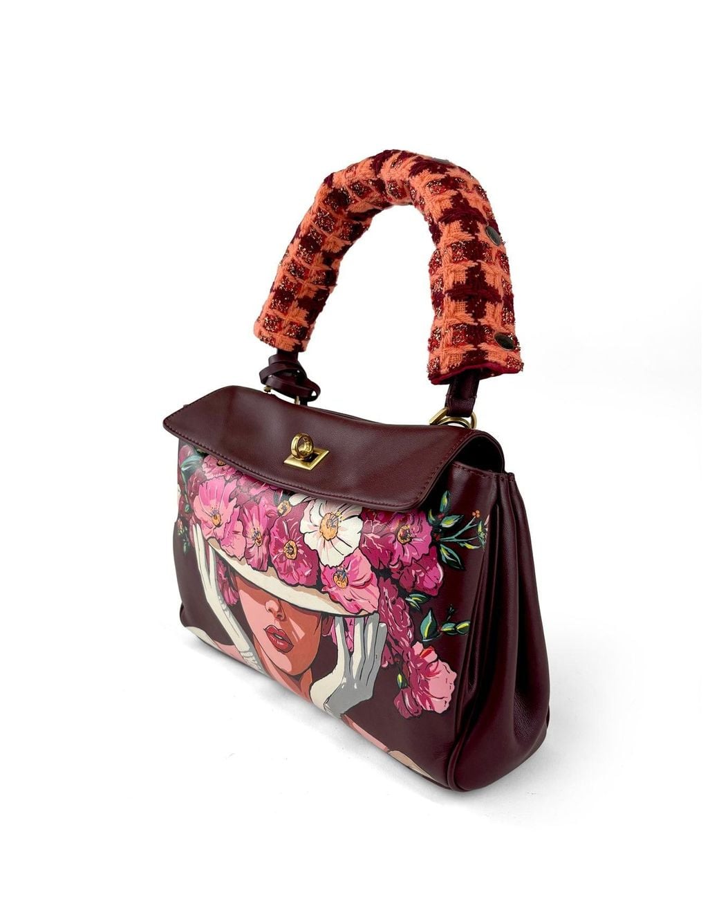 Maison Rubaiyat Purple Henriette Hand-Painted Leather Shoulder Bag – Flower Hat
