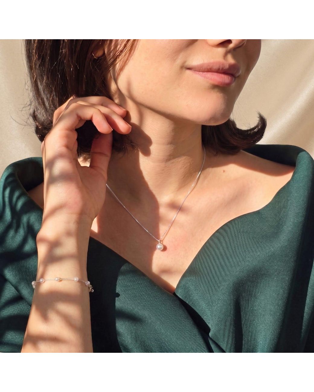Sophelia White Minimalist Dainty Natural Pearl Sterling Necklace