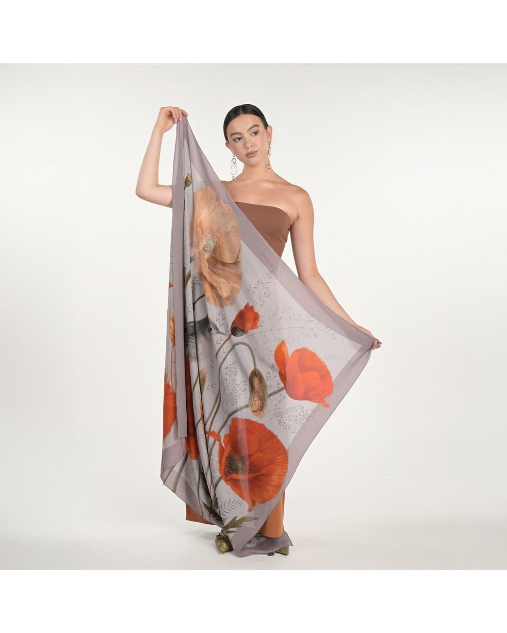 Silk&Soul Gray Poppy Scarf