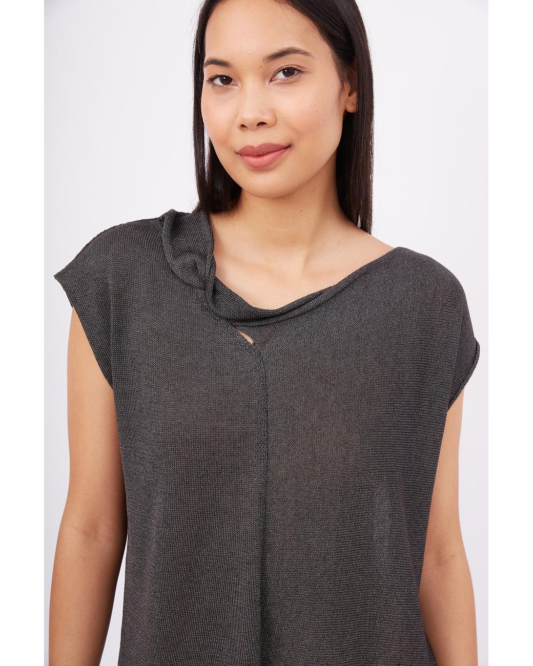 Peraluna Gray Evelyn Drop-Shoulder Knit Blouse