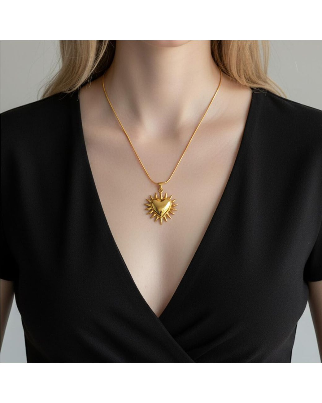 Maison De Gala Metallic Sun Heart Pendant Necklace