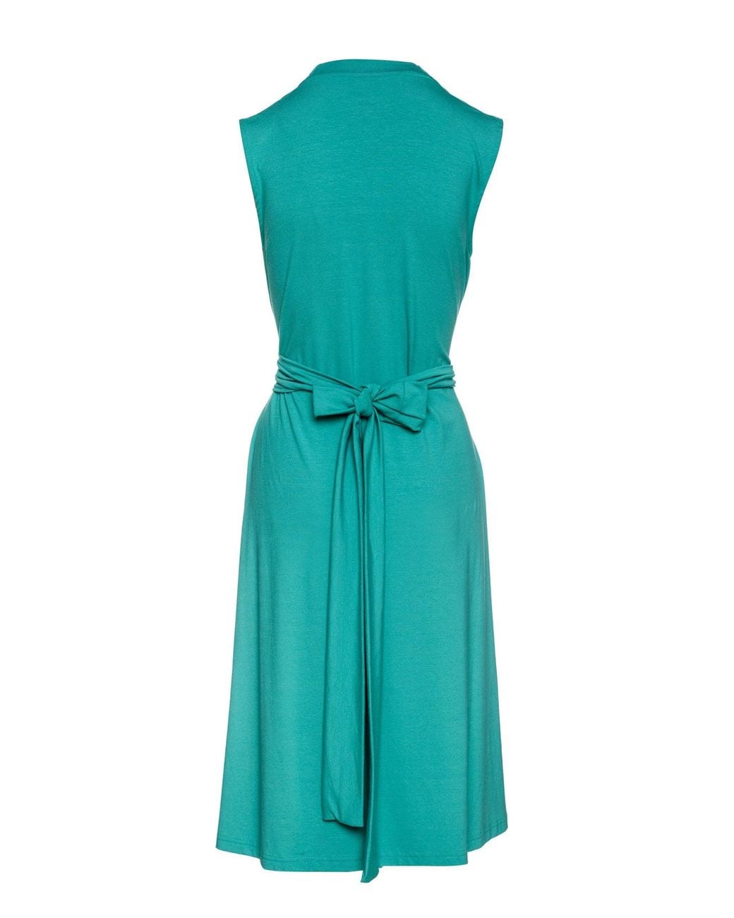 Conquista Green V Neck Dress With Sash