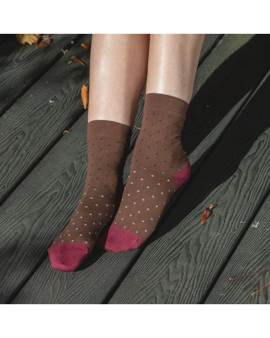 Peper Harow - Made in England Brown Pin Dot Socks