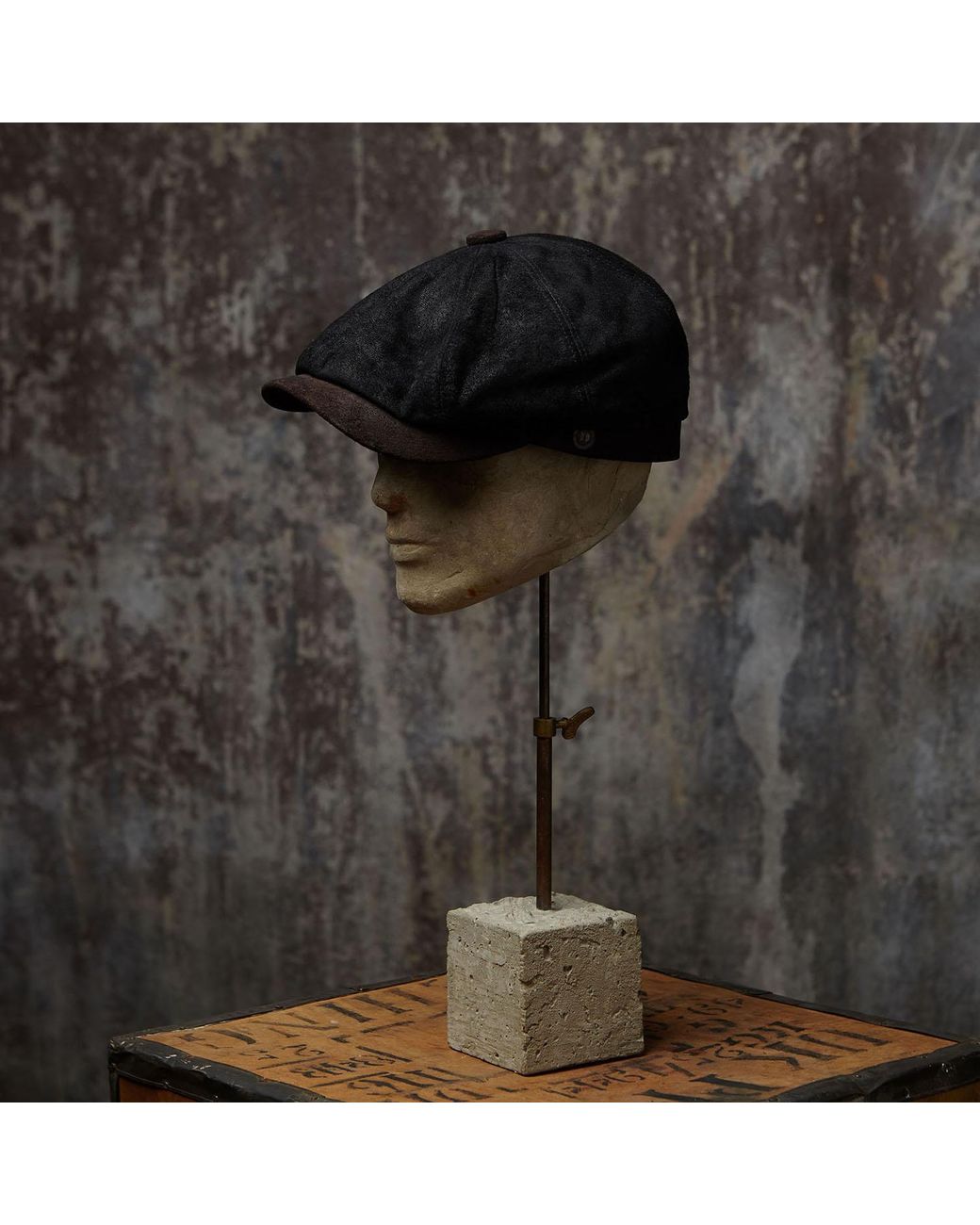 Dasmarca Hats Black Oliver Leather Bakerboy Newsboy Peaky Cap For for men