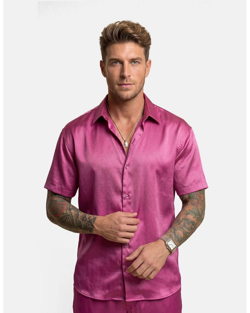 Hustle Purple Flying Dragon Satin-Shirt for men