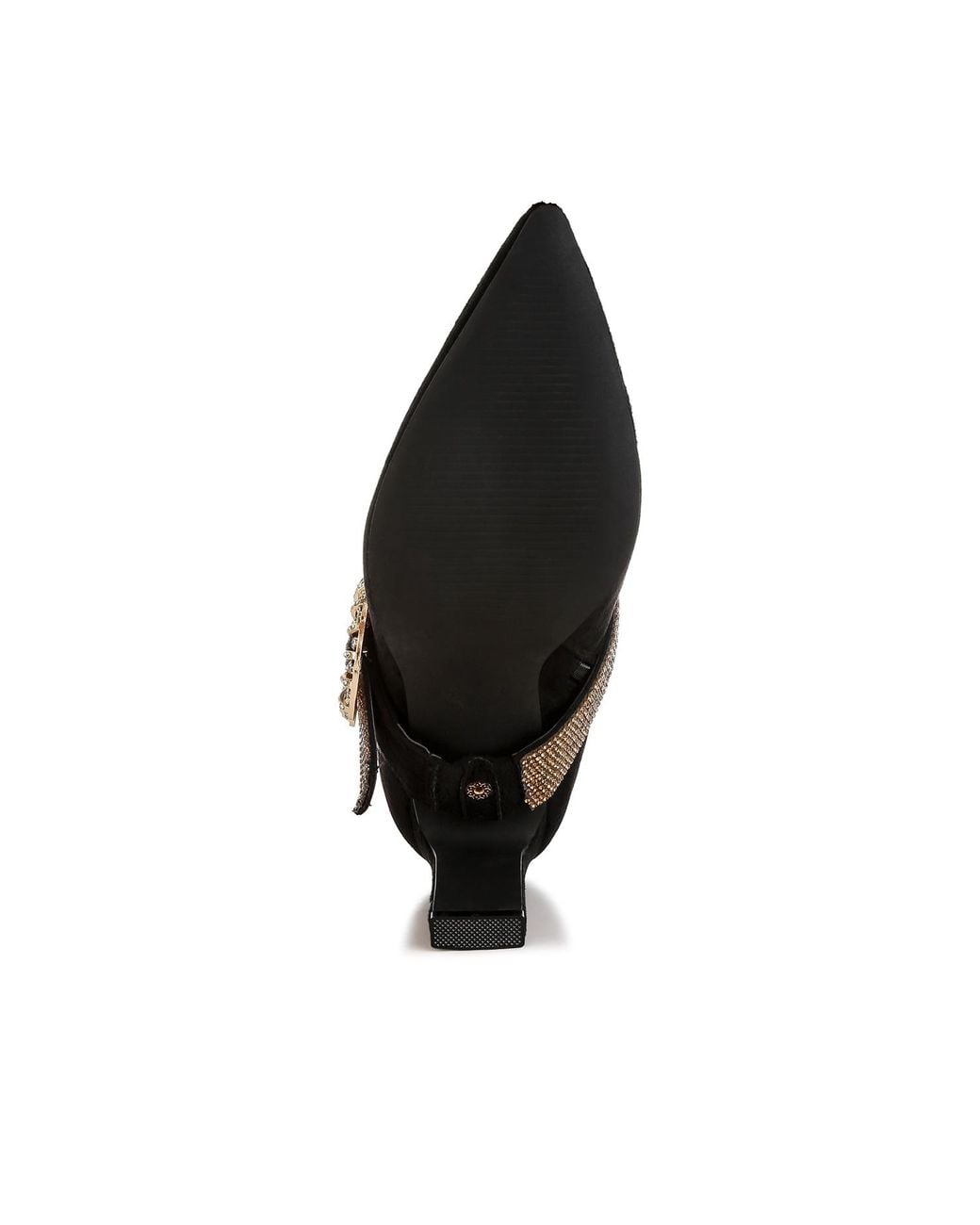 Rag & Co Black Asagao Diamante & Rhinestones Strap Boots
