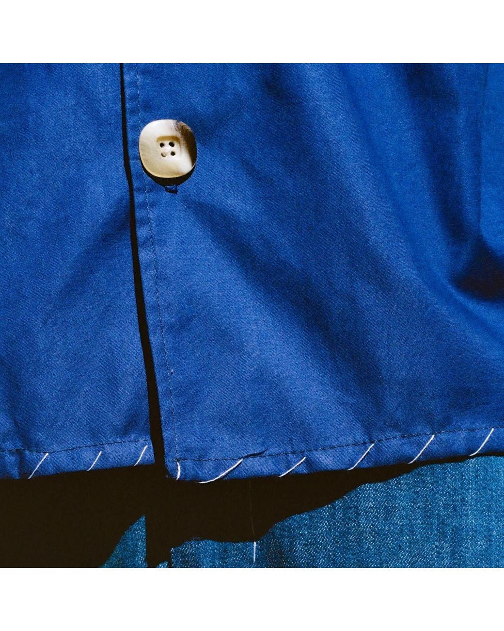 Maison Louis Blue Cotton Handstitched Shirt for men