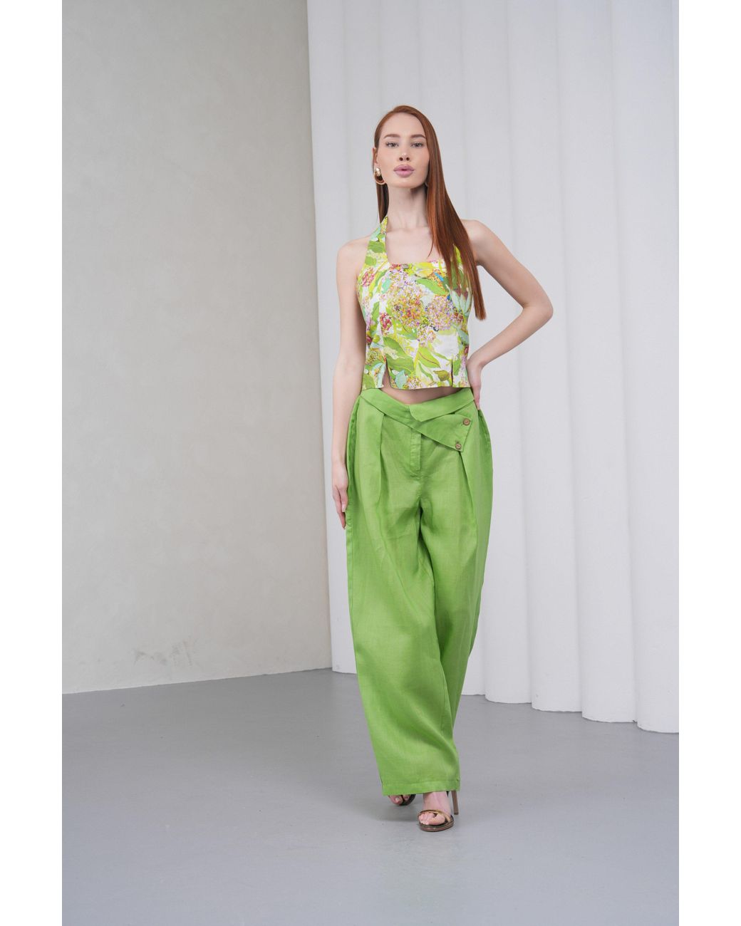 Lumina Eligma Yellow The Halterline Linen Blouse