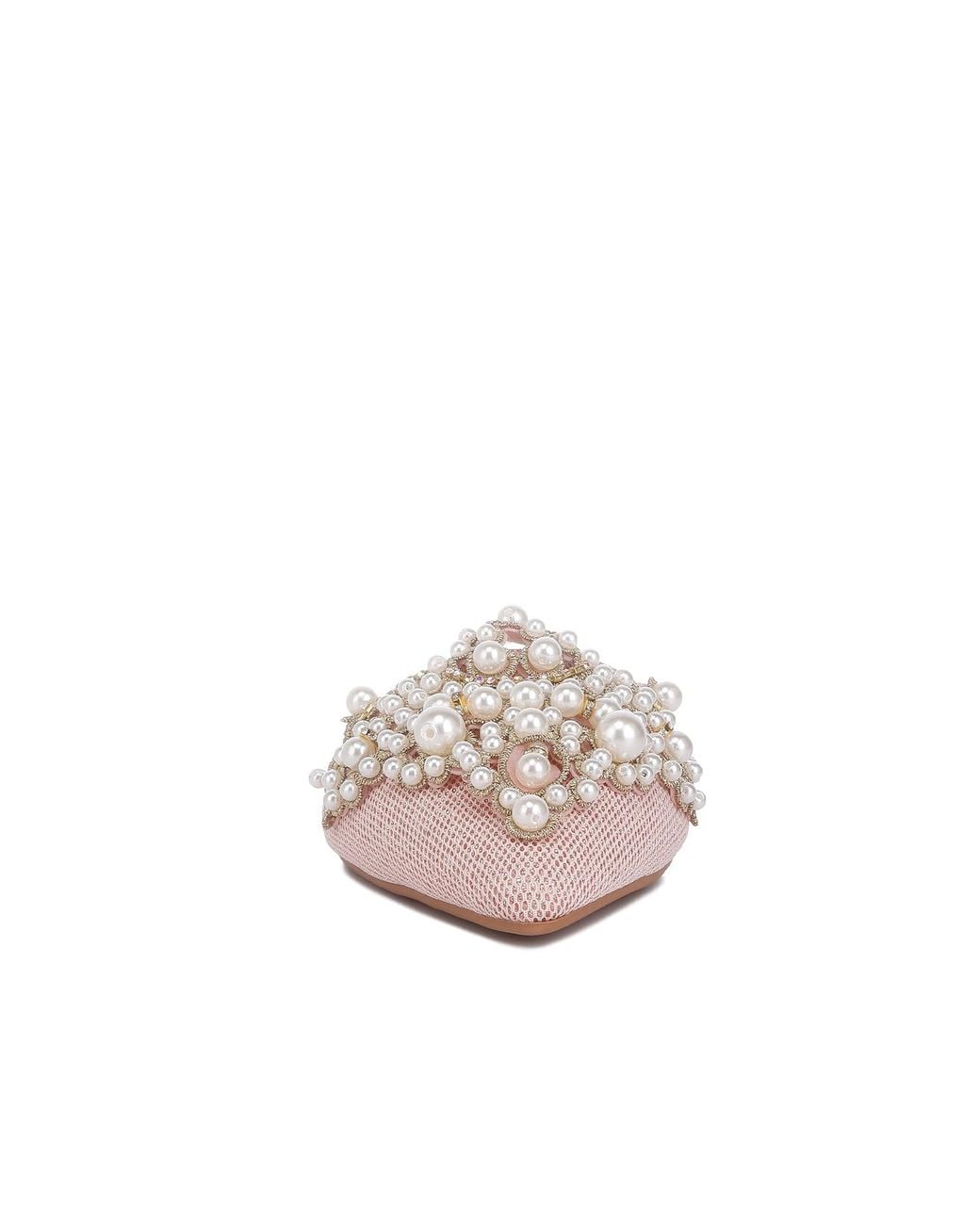 Rag & Co Pink Astre Pearl Embellished Shimmer Mules