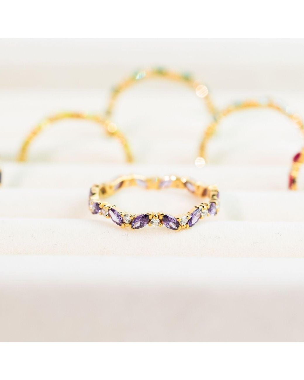 Belinda Jewelz Metallic Amethyst Marquise Birthstone Infinity Ring