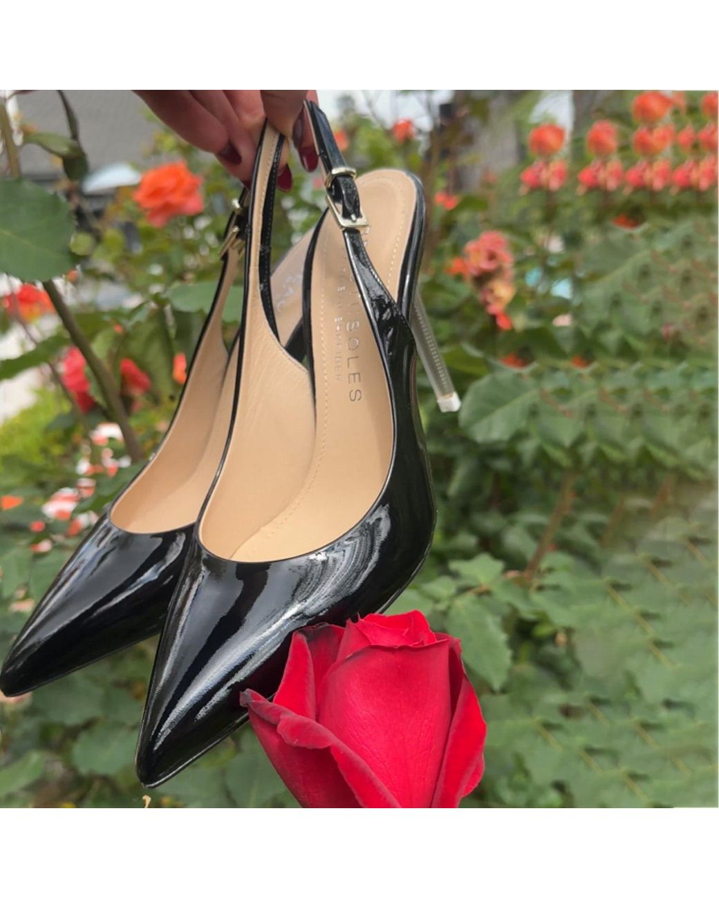Beautiisoles by Robyn Shreiber Made in Italy Black Marjorie Patent Leather Sexy Pump Comfortable Work Valentine Date Sexy Slingback
