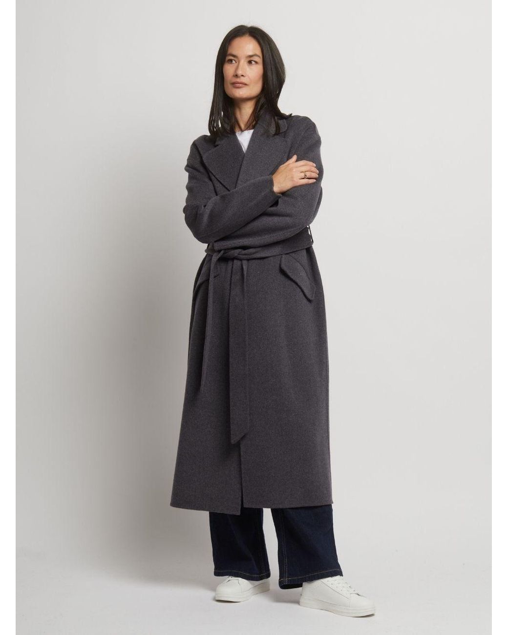 Guards London Gray Kelly Belted Wool Cashmere Long Coat