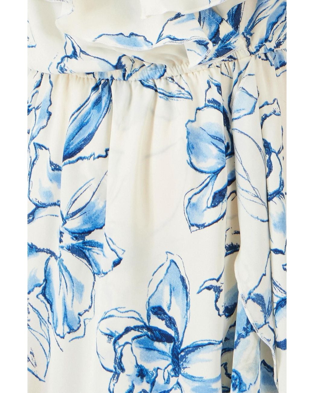 Yumi' Blue Neutrals Ivory Floral Print Bardot Midi Dress With Dip Hem