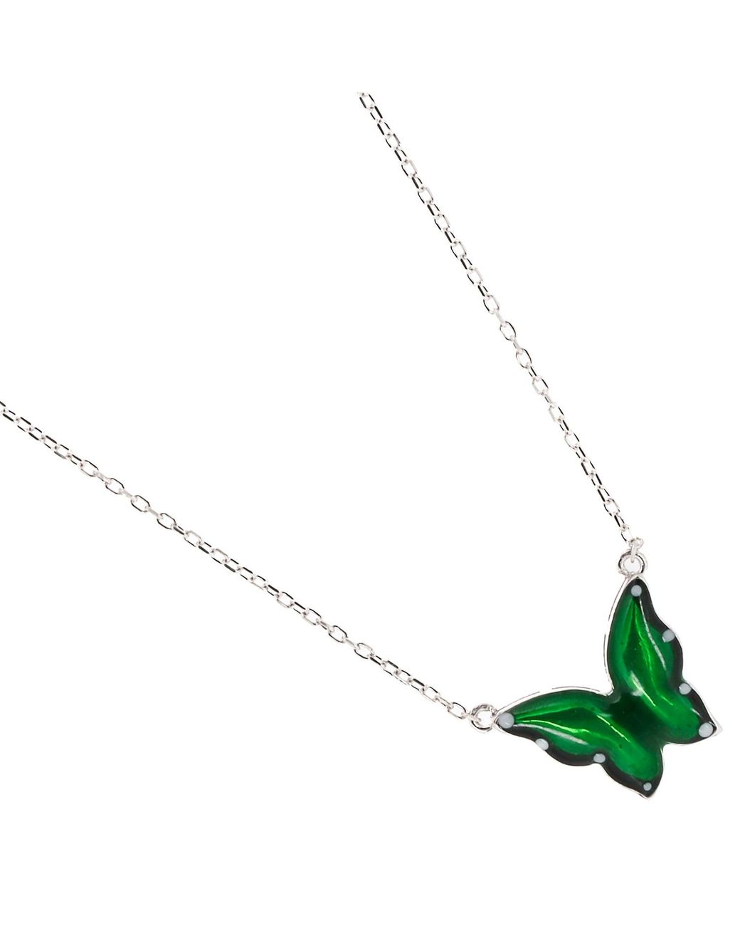 Ebru Jewelry Green Abundance Enamel Butterfly Necklace