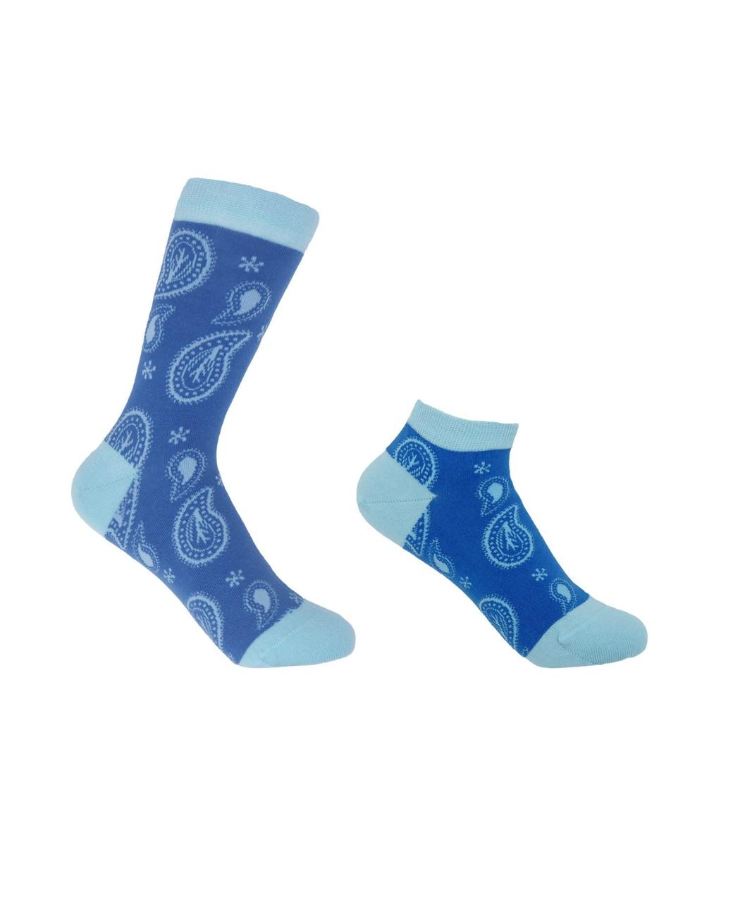 Peper Harow - Made in England Blue Paisley Luxury Crew & Trainer Socks Bundle