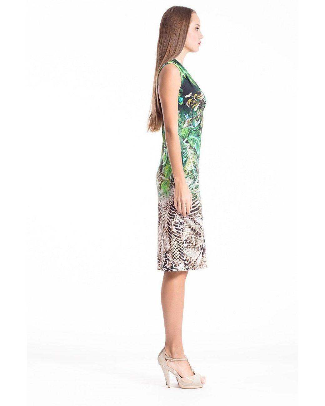 Conquista Green Safari Empire Waist Dress