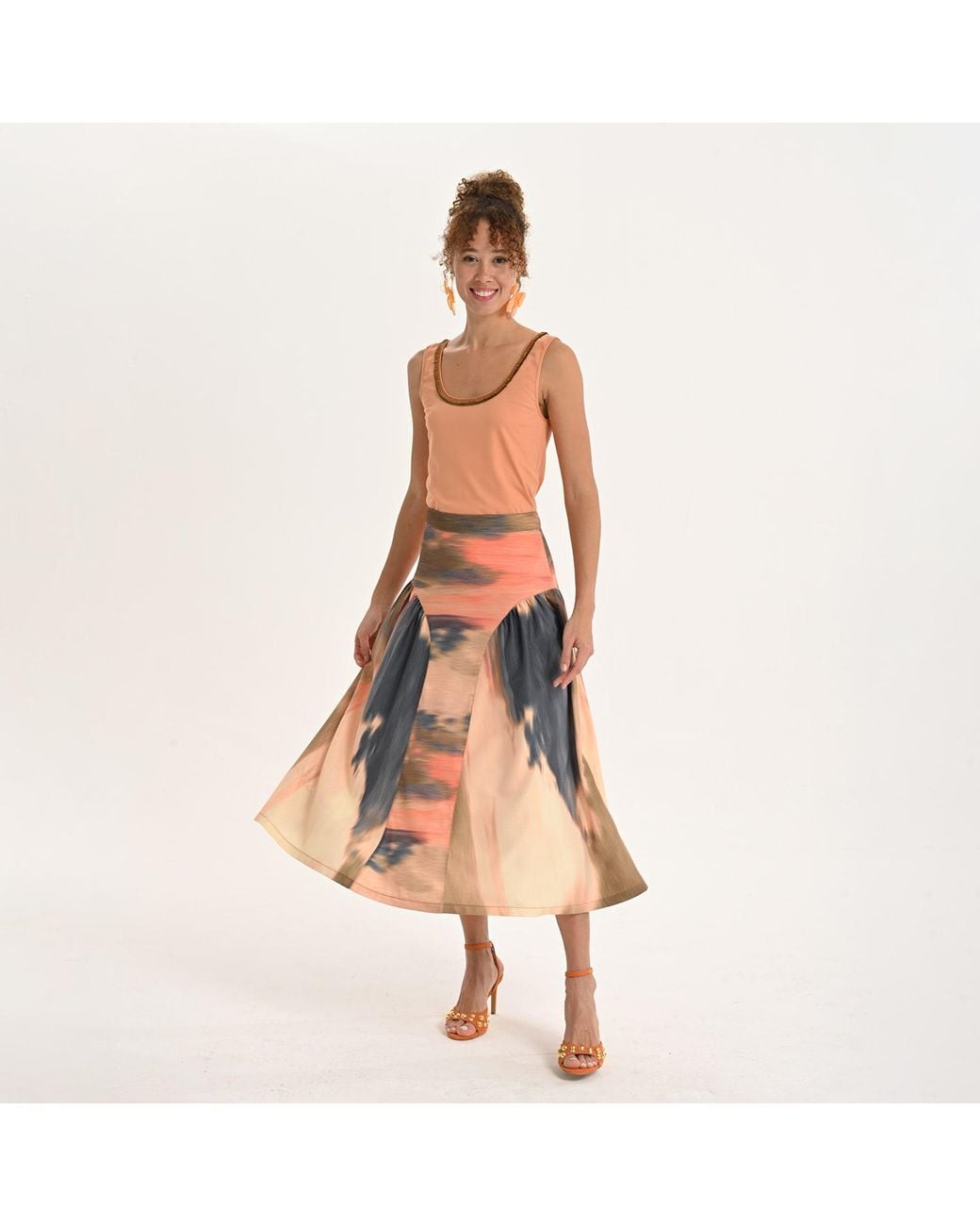 Lalipop Design Pink Flow Panel Midi Skirt