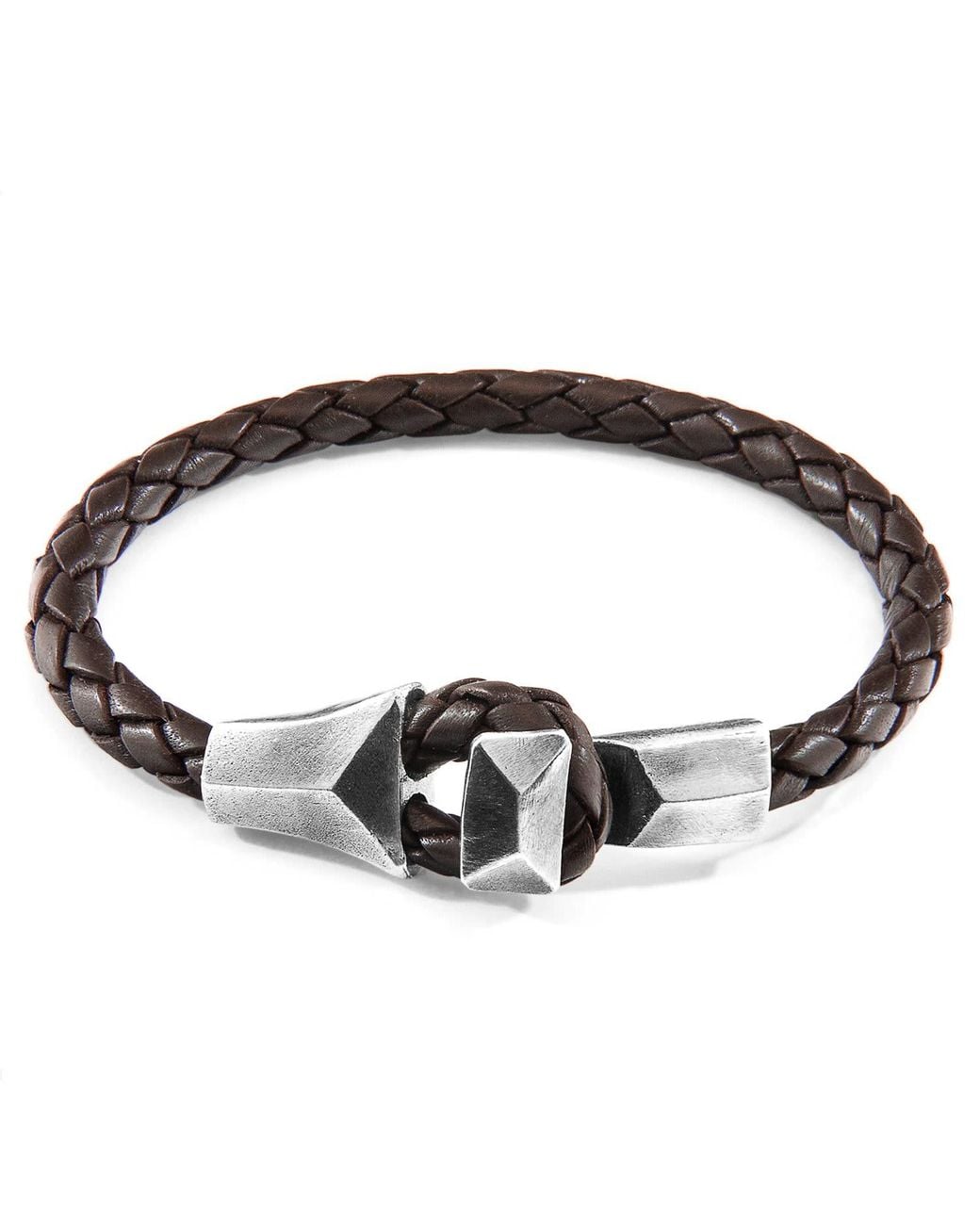 Anchor and Crew Brown Cacao Alderney & Braided Leather Bracelet for men