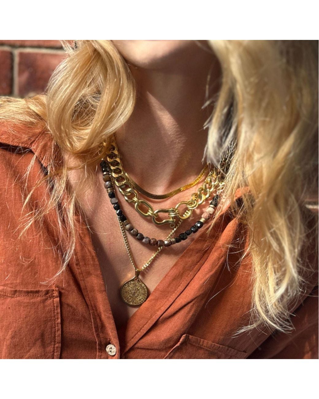 Rachel Nathan Metallic Shackle Trio Necklace