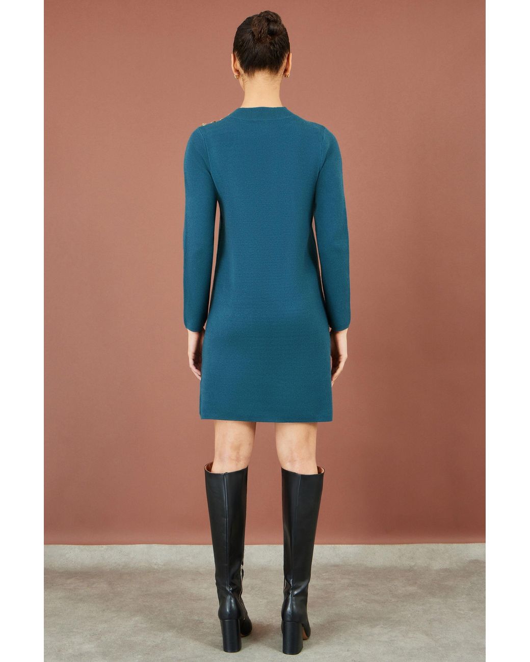 Yumi' Blue Knitted Tunic Dress With Hardware Details