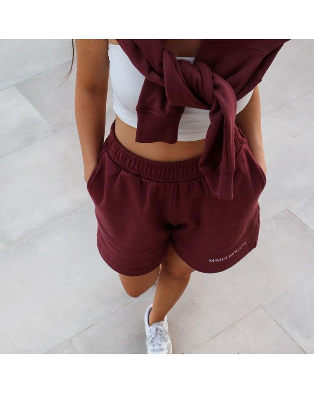 Mimhi Maison Red Oversized Cotton Shorts – Burgundy